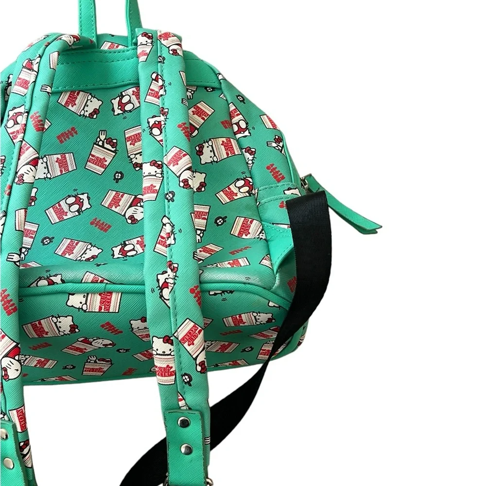 Hello Kitty | Cup Noodles green faux leather graphic small backpack